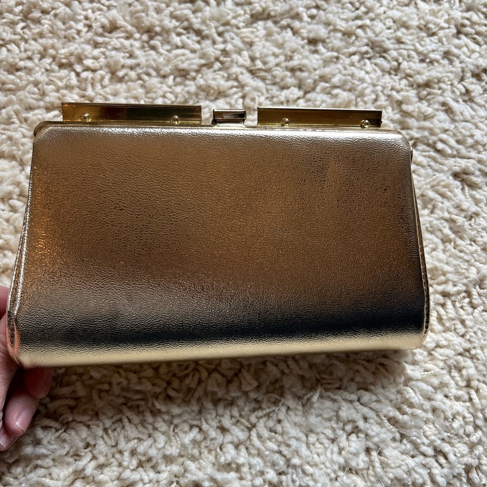 Vintage gold clutch, optional short chain handle - Picture 5 of 11